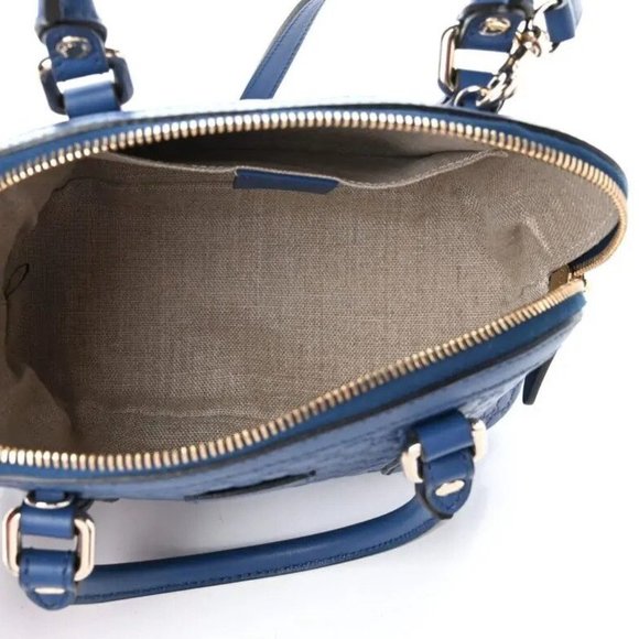 STUNNING GUCCI MICROGUCCIMA DOME CROSSBODY BAG IN BLUE LEATHER - Picture 7 of 7